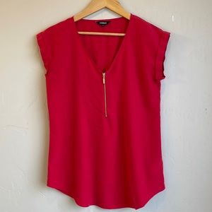 V Neck shirt with zipper.
